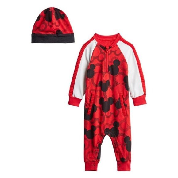 Adidas GM6940 Disney Mickey MousePlaysuit and Beanie Hat